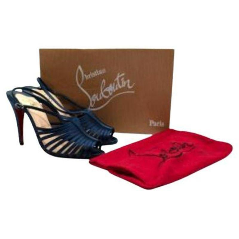 Christian Louboutin Blue Caged Satin Slingback Sandals

-Open heel & toe 
-Ankle adjustable fastening strap 
-Branded leather insoles 
-Caged cut out detail 
-Stiletto heel 

Material: 

Satin 
Leather 

9.5/10 excellent conditions, please refer to