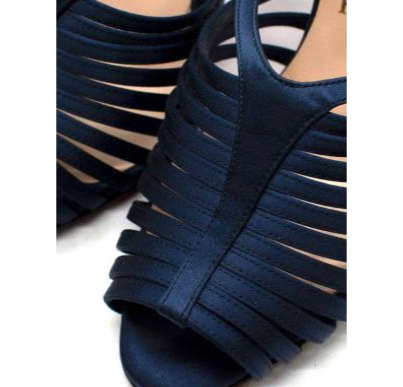 Christian Louboutin Blue Caged Satin Slingback Sandals For Sale 2