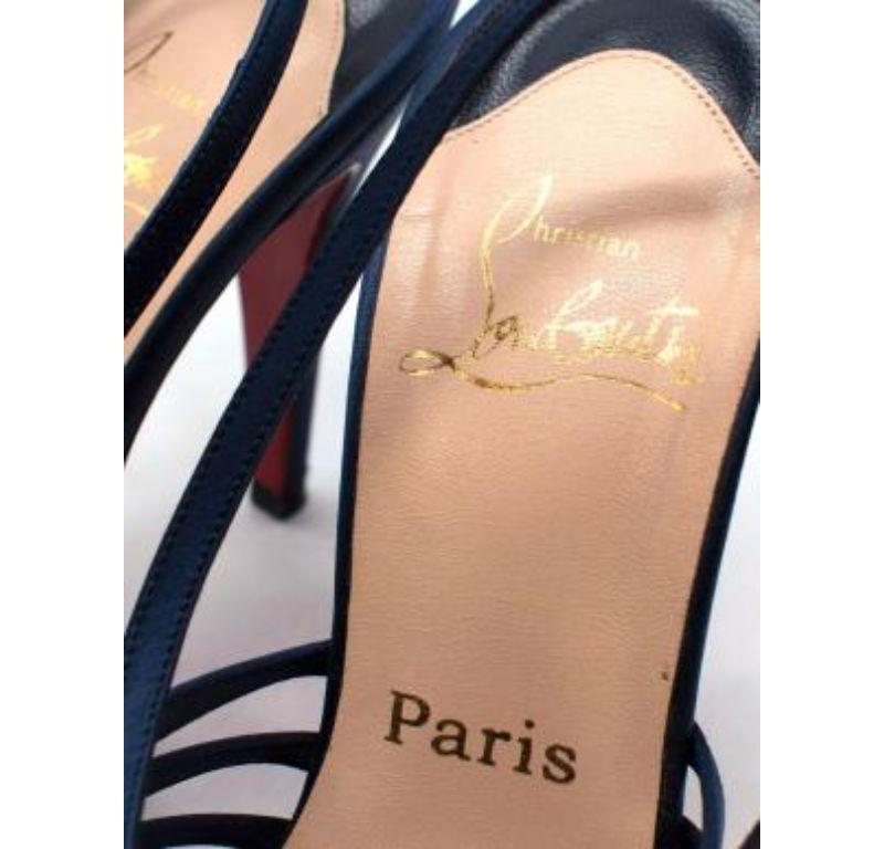 Christian Louboutin Blue Caged Satin Slingback Sandals For Sale 3