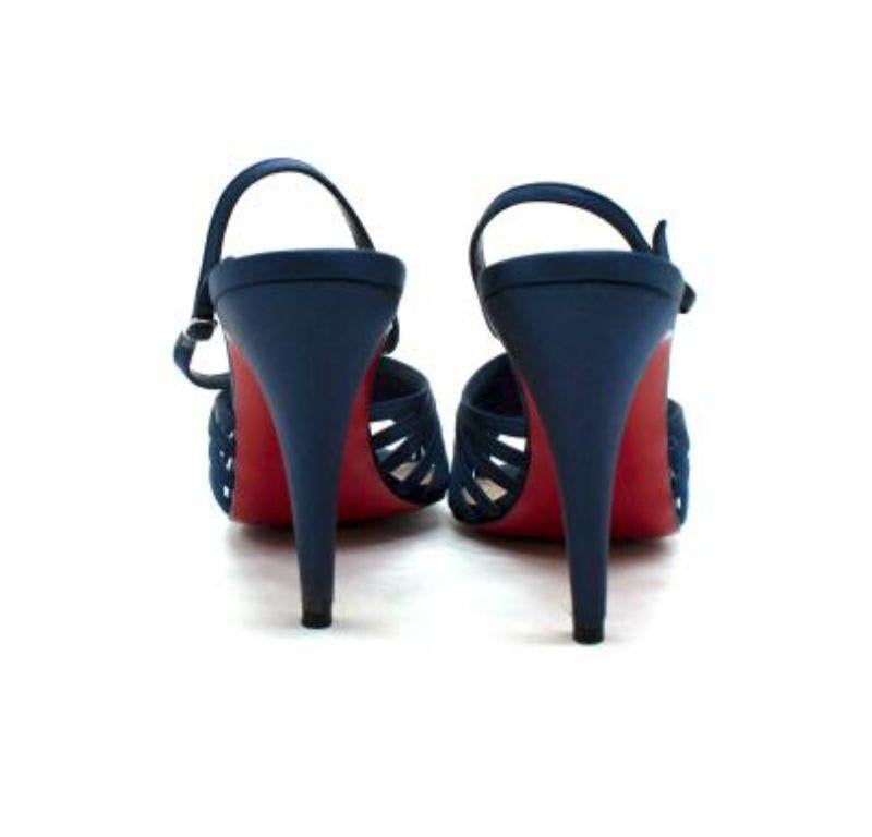 Christian Louboutin Blue Caged Satin Slingback Sandals For Sale 4
