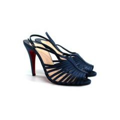 Christian Louboutin Blue Caged Satin Slingback Sandals