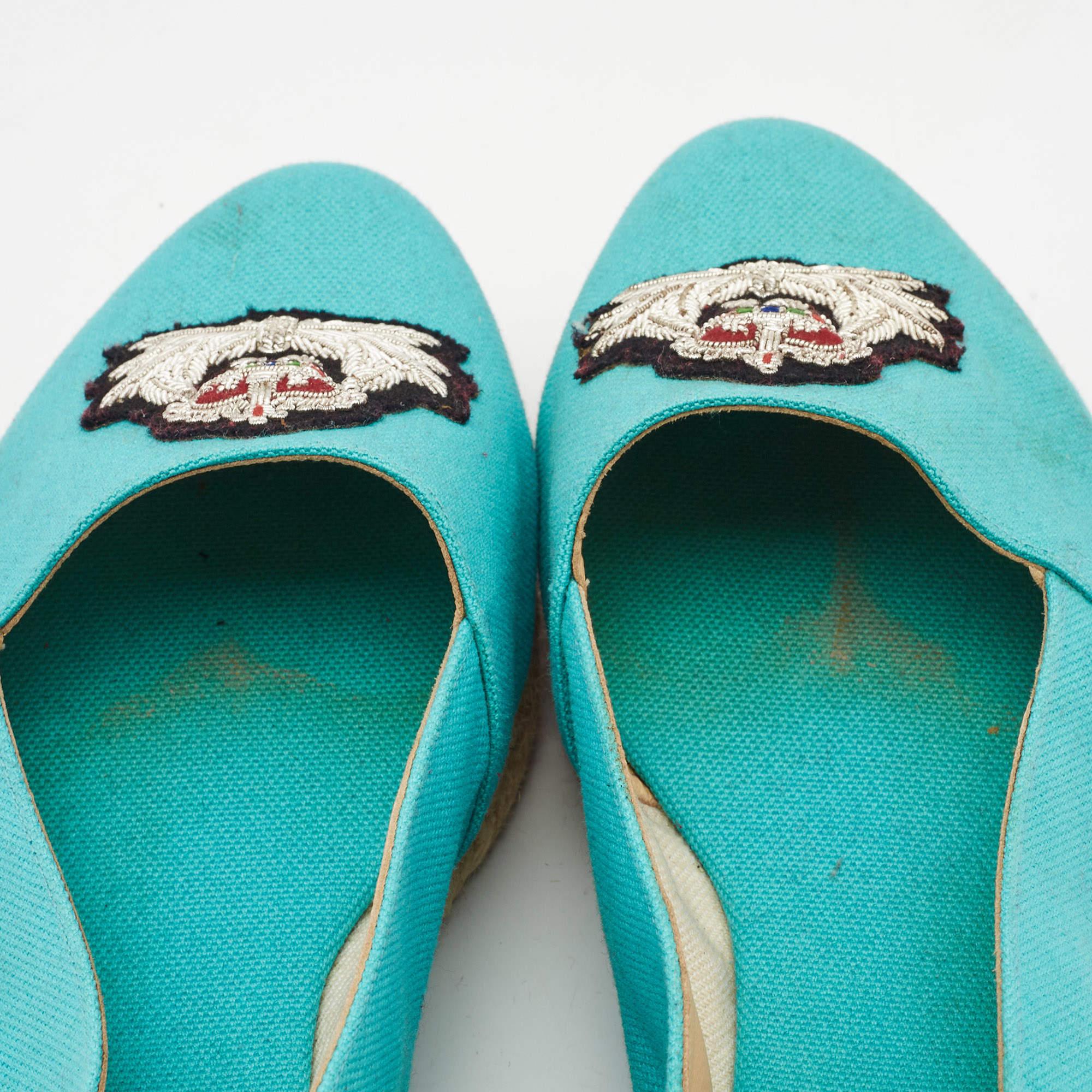 Christian Louboutin Espadrille Gala en toile bleue, taille 38 5