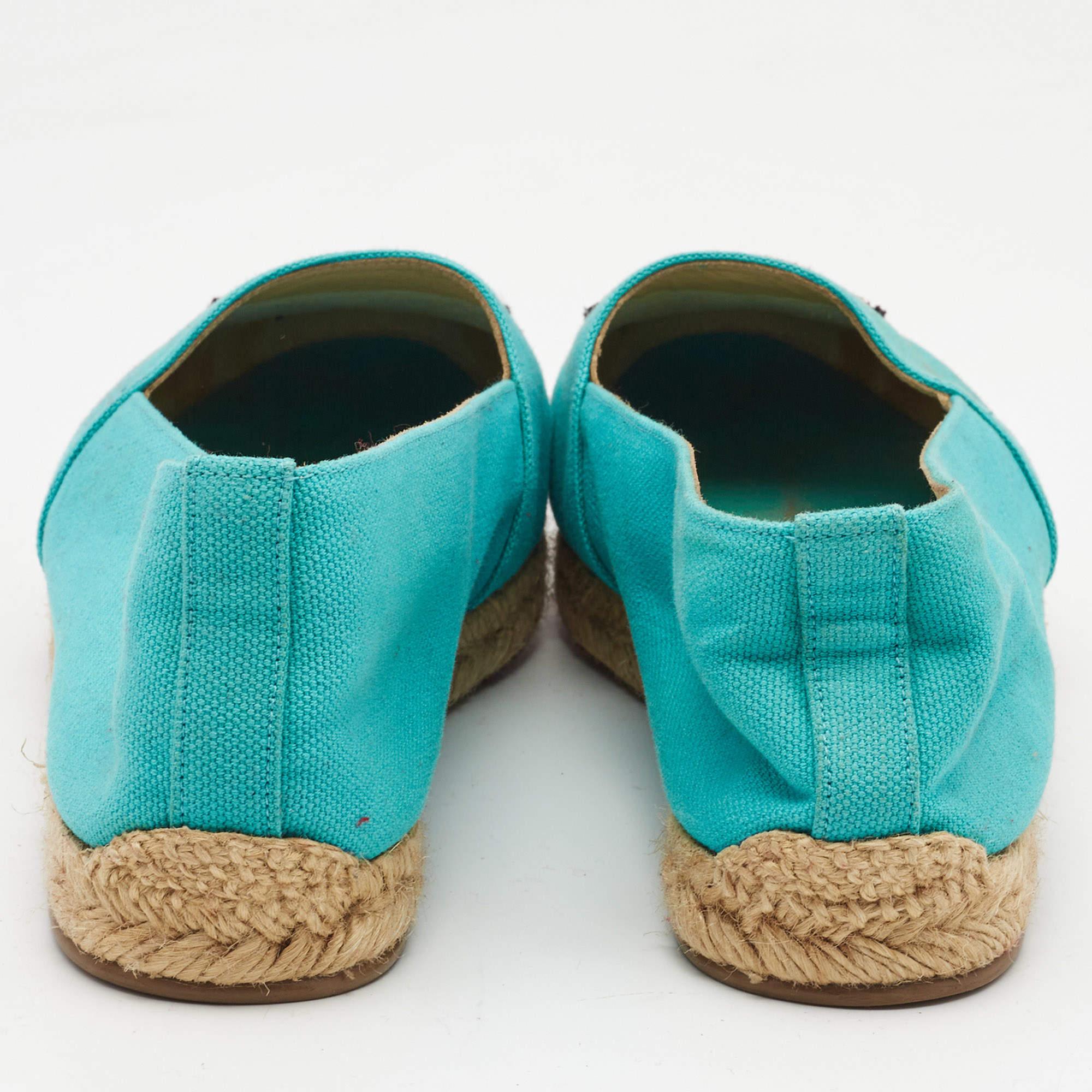  Christian Louboutin Espadrille Gala en toile bleue, taille 38 Pour femmes 