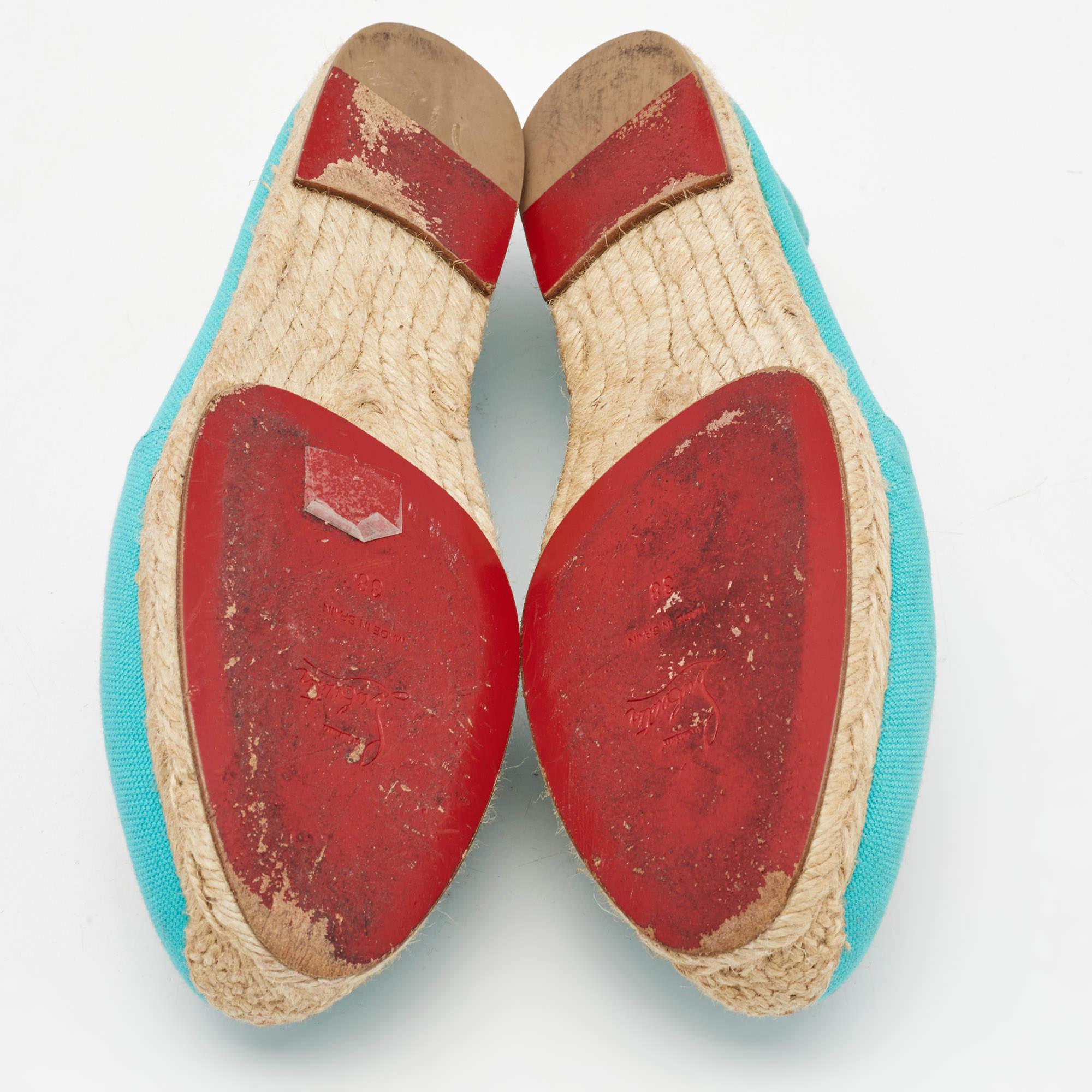 Christian Louboutin Espadrille Gala en toile bleue, taille 38 1
