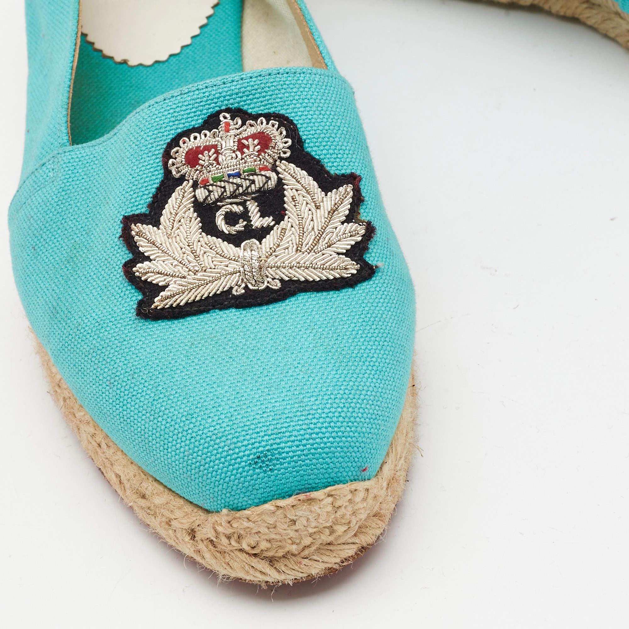Christian Louboutin Espadrille Gala en toile bleue, taille 38 3