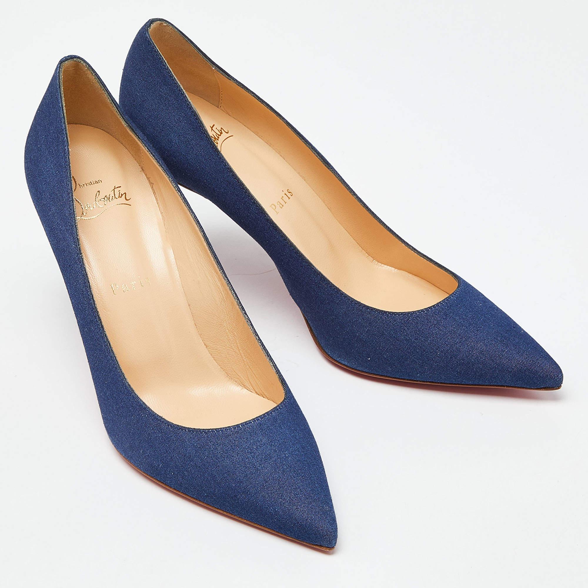 Women's Christian Louboutin Blue Denim Kate 85 Pumps Size 38