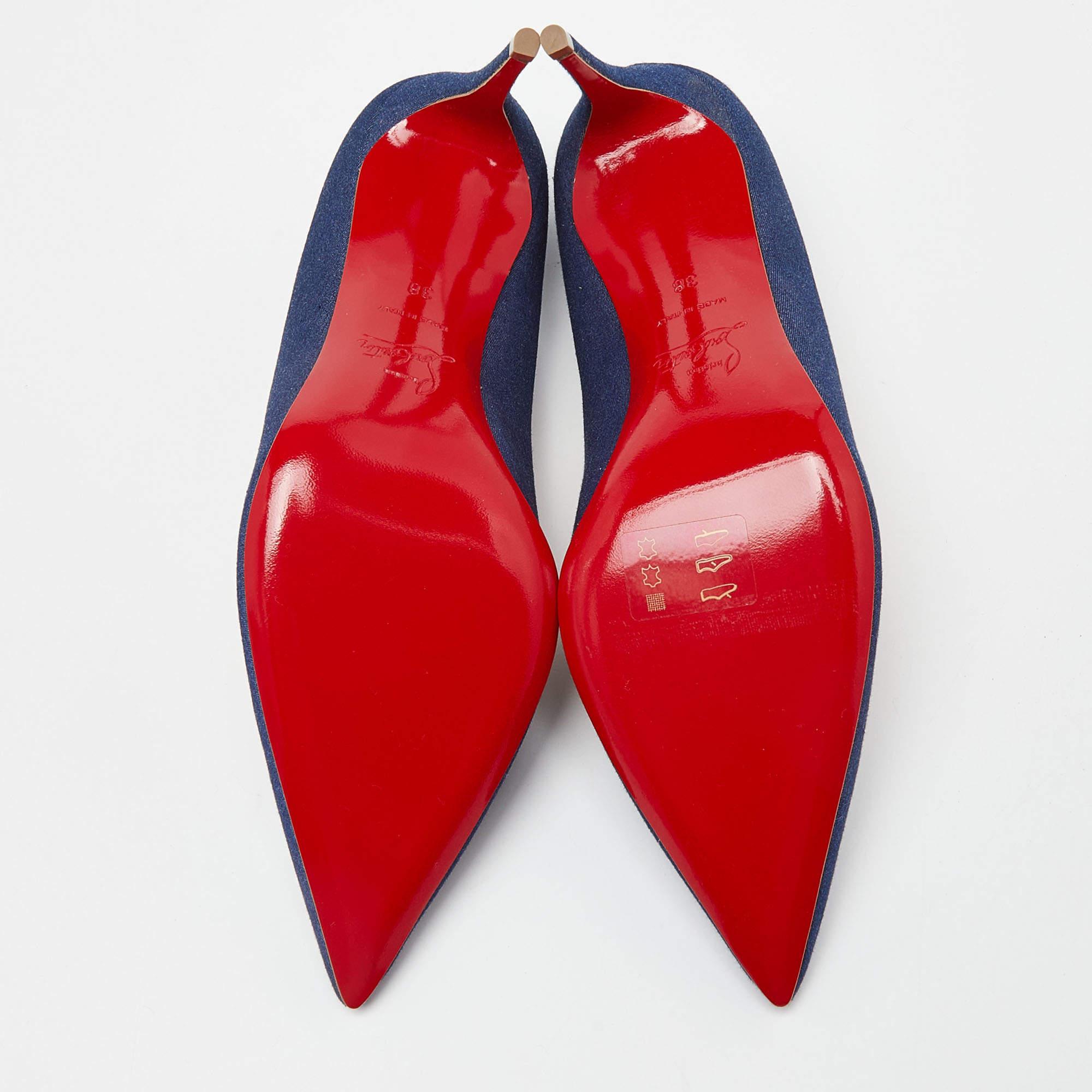 Christian Louboutin Blue Denim Kate 85 Pumps Size 38 2
