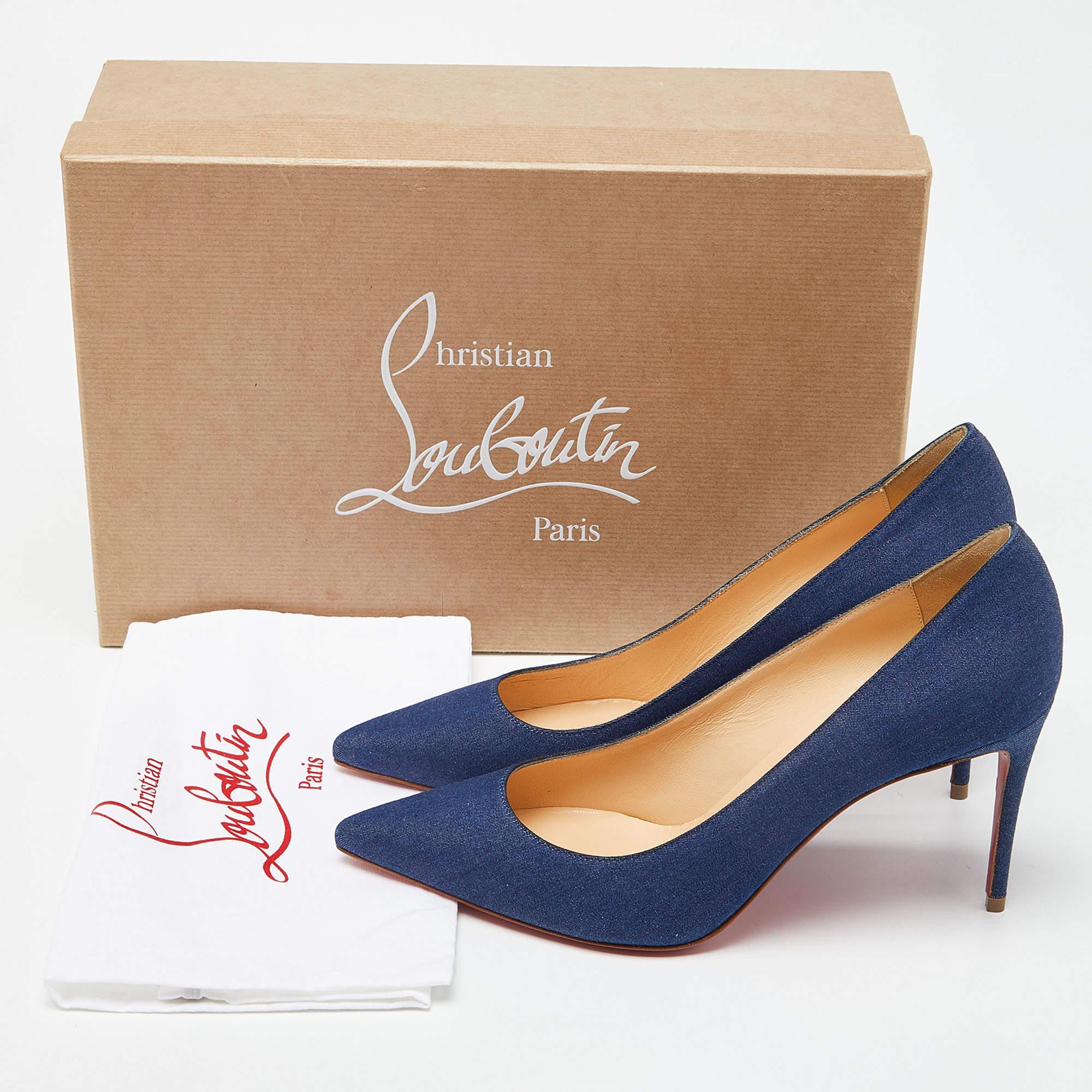 Christian Louboutin Blue Denim Kate 85 Pumps Size 38 5