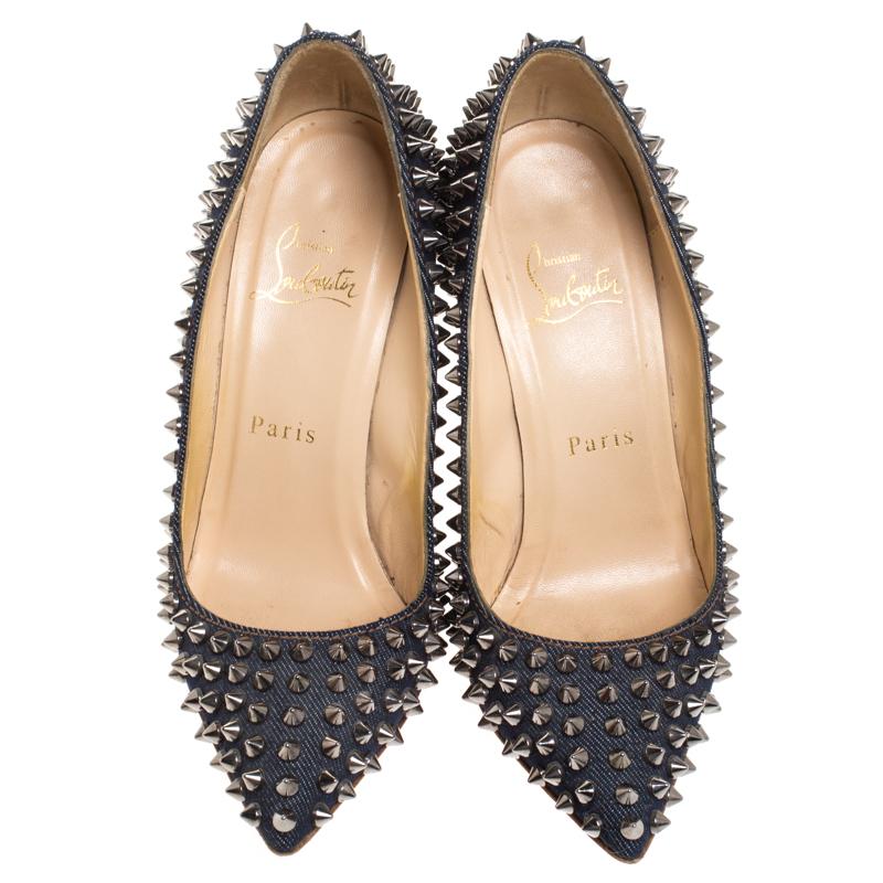 Christian Louboutin Blue Denim Pigalle Spikes Pumps Size 36 at 1stDibs louboutin denim heels