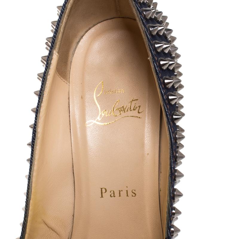 Christian Louboutin Blue Denim Pigalle Spikes Pumps Size 36 at 1stDibs louboutin denim heels