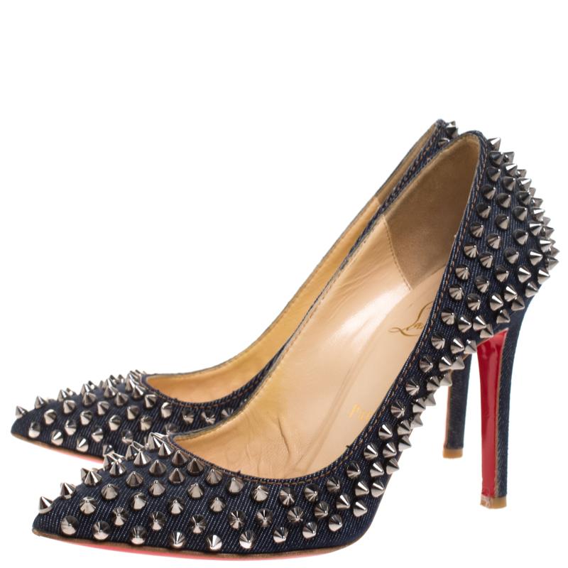 Christian Louboutin Blue Denim Pigalle Spikes Pumps Size 36 at 1stDibs ...