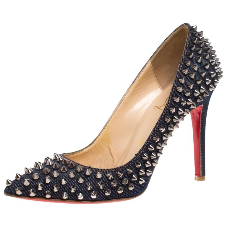 Christian Louboutin Blue Denim Pigalle Spikes Pumps Size 36 at 1stDibs ...