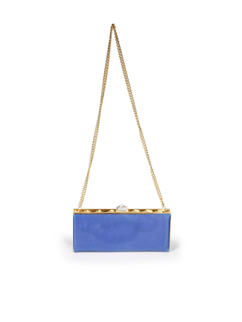 Christian Louboutin Blue & Gold Frame Clutch Bag In Good Condition For Sale In London, GB