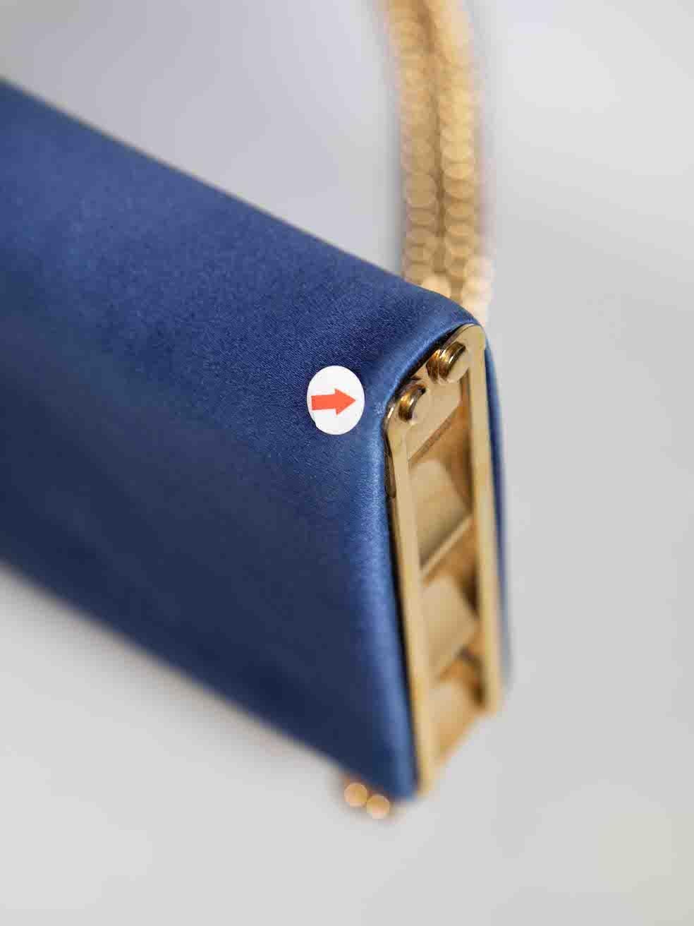 Christian Louboutin Blue & Gold Frame Clutch Bag For Sale 2