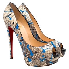 Christian Louboutin Bleu & Gris Python Platform Pumps - Taille EU 39.5