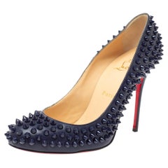 Christian Louboutin Blue Leather Fifi Spike Pumps Size 38.5