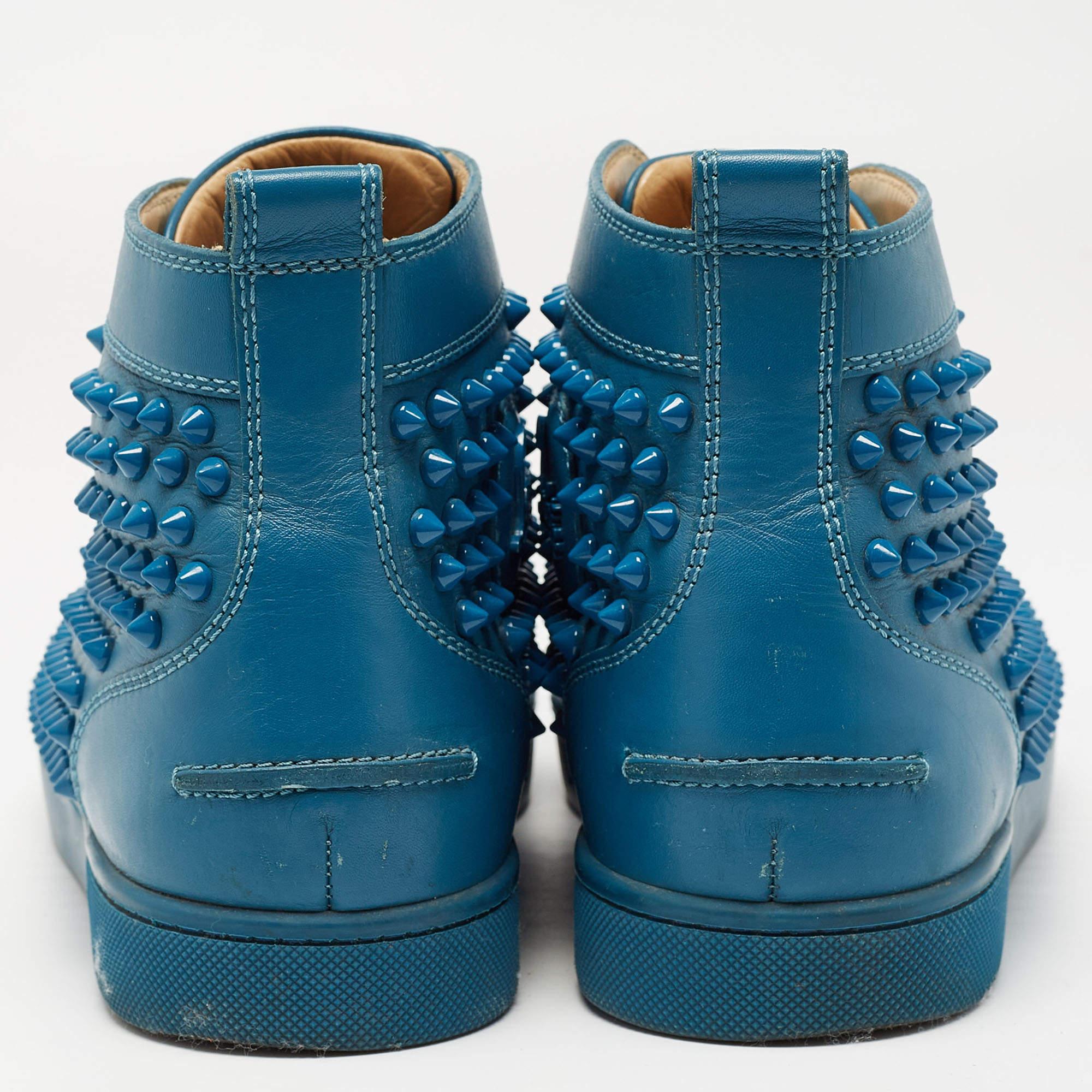Christian Louboutin - Baskets Louis à pointes en cuir bleu, taille 41 Pour hommes en vente
