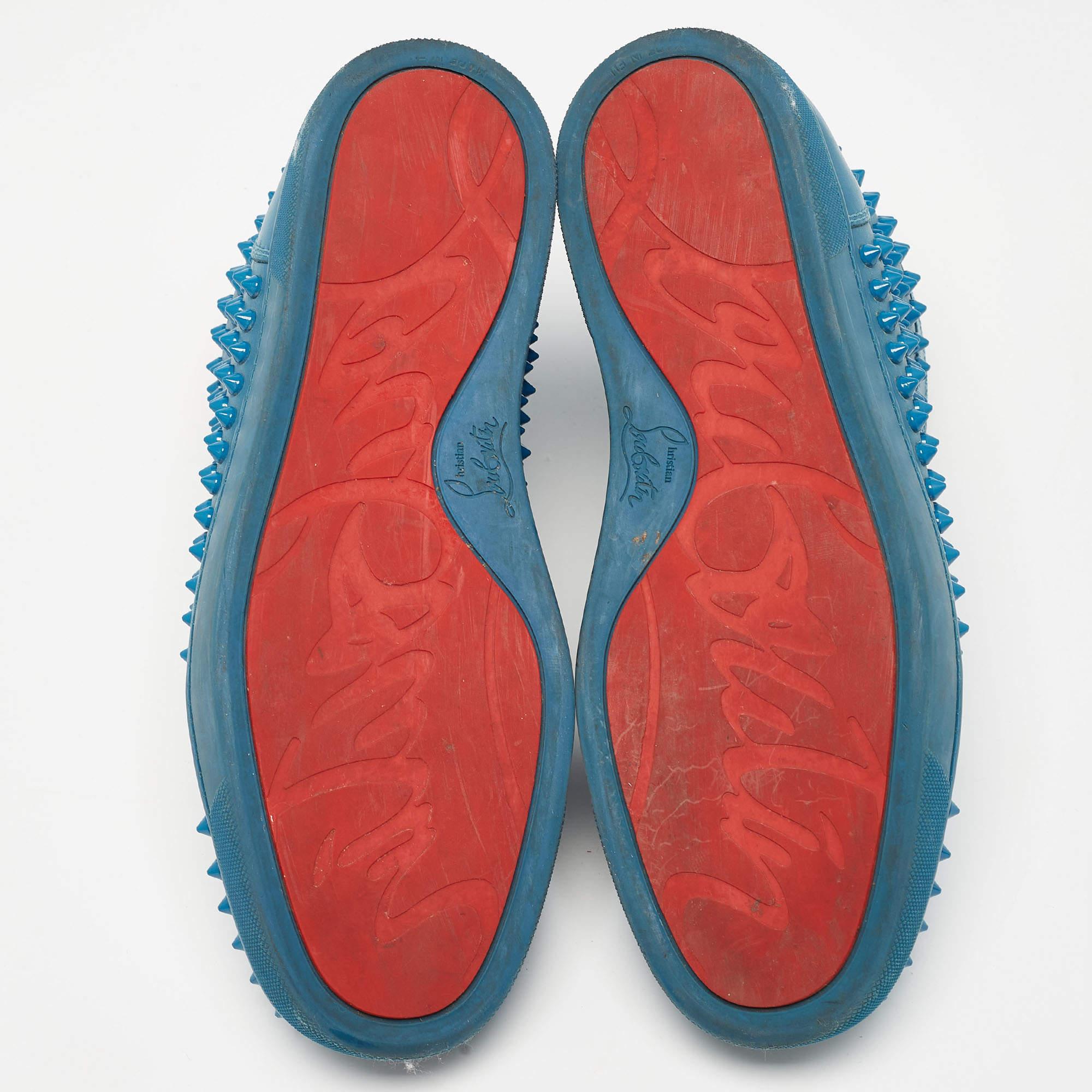Christian Louboutin - Baskets Louis à pointes en cuir bleu, taille 41 en vente 1