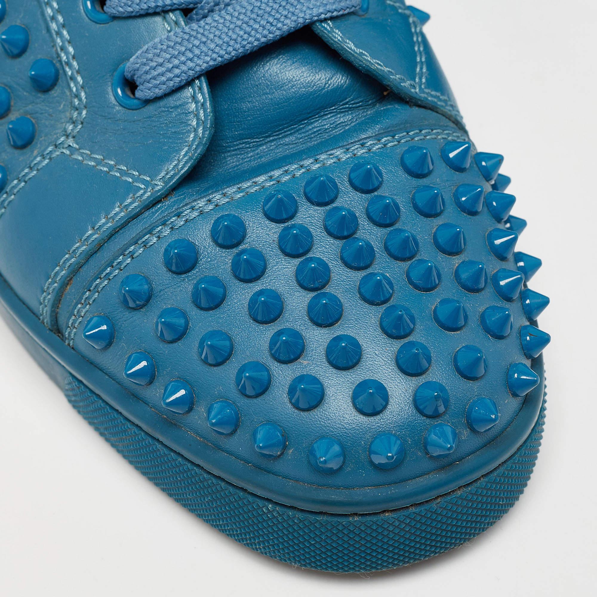 Christian Louboutin - Baskets Louis à pointes en cuir bleu, taille 41 en vente 2