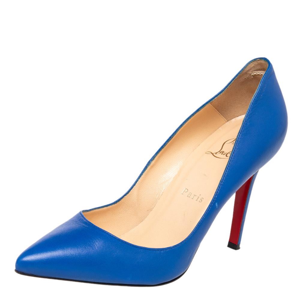 Christian Louboutin Blue Leather Pigalle Pumps Size 37.5