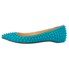 Christian Louboutin Blue Leather Pigalle Spike Ballet Flats Size 37