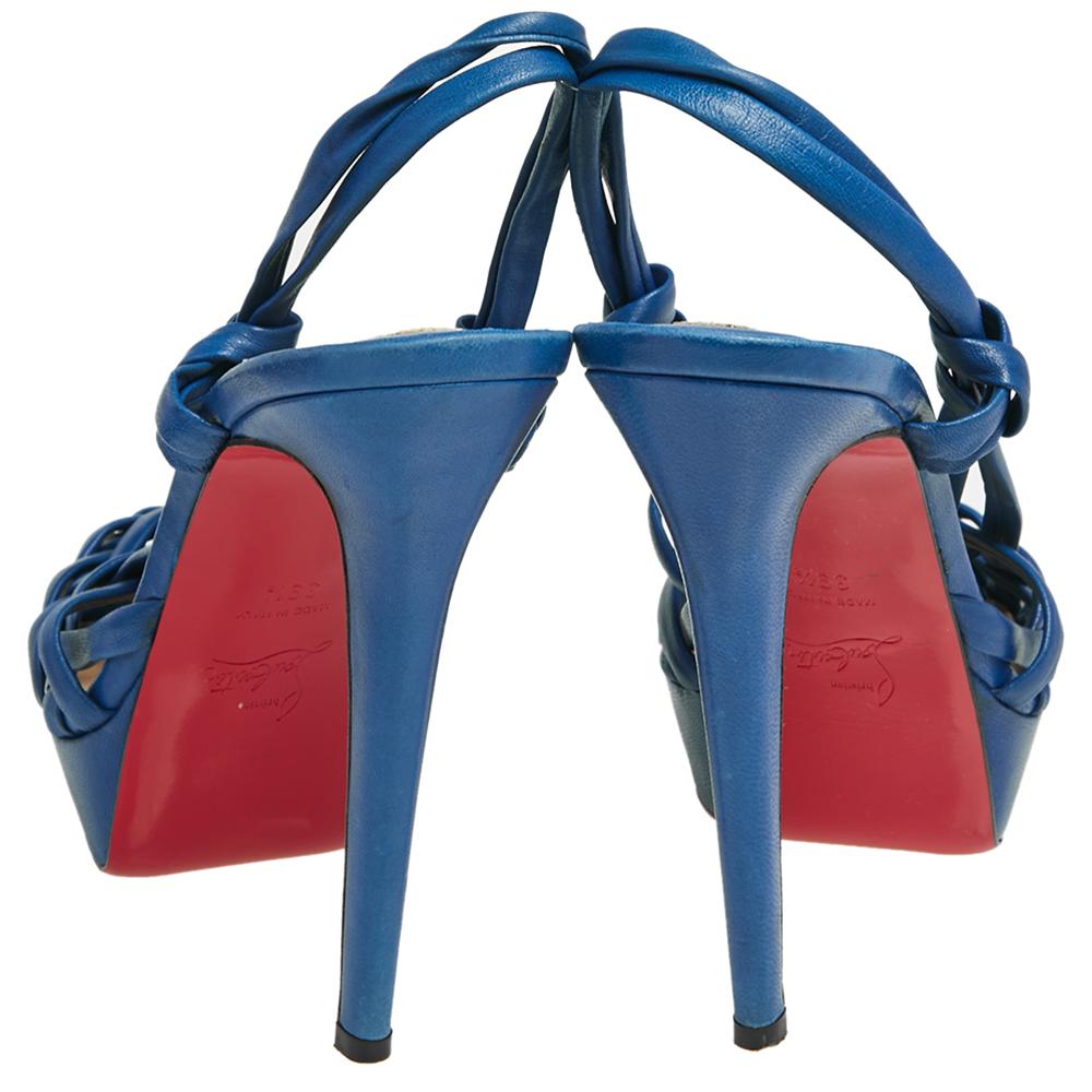 Christian Louboutin Blue Leather Platform Sandals Size 39.5 1