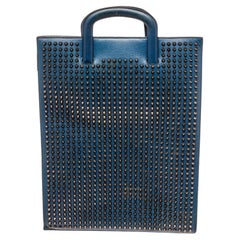 Used Christian Louboutin Blue Leather Trick Handbag with leather, gold-tone hardware