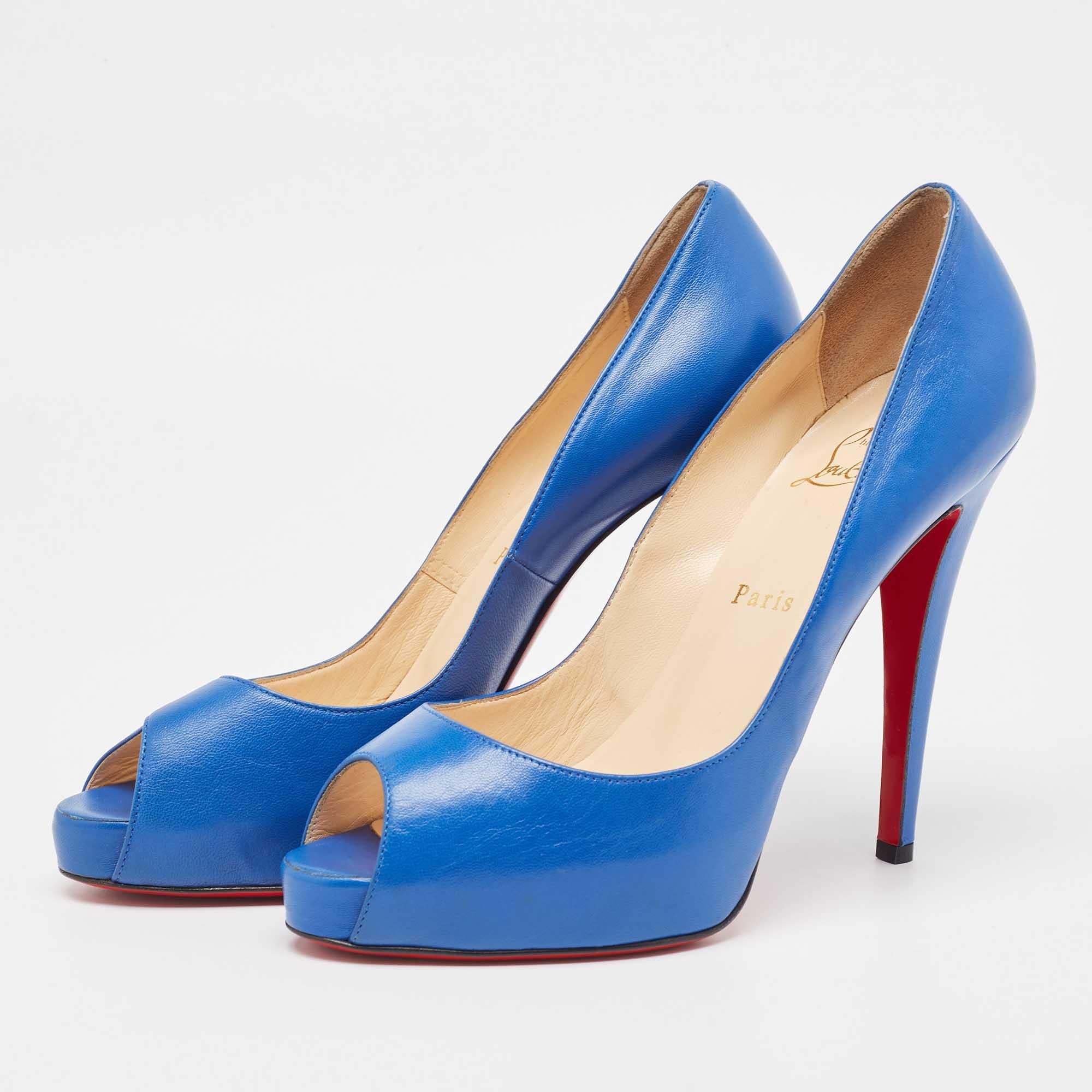 Christian Louboutin Blue Leather Very Prive Pumps Size 40 For Sale 1