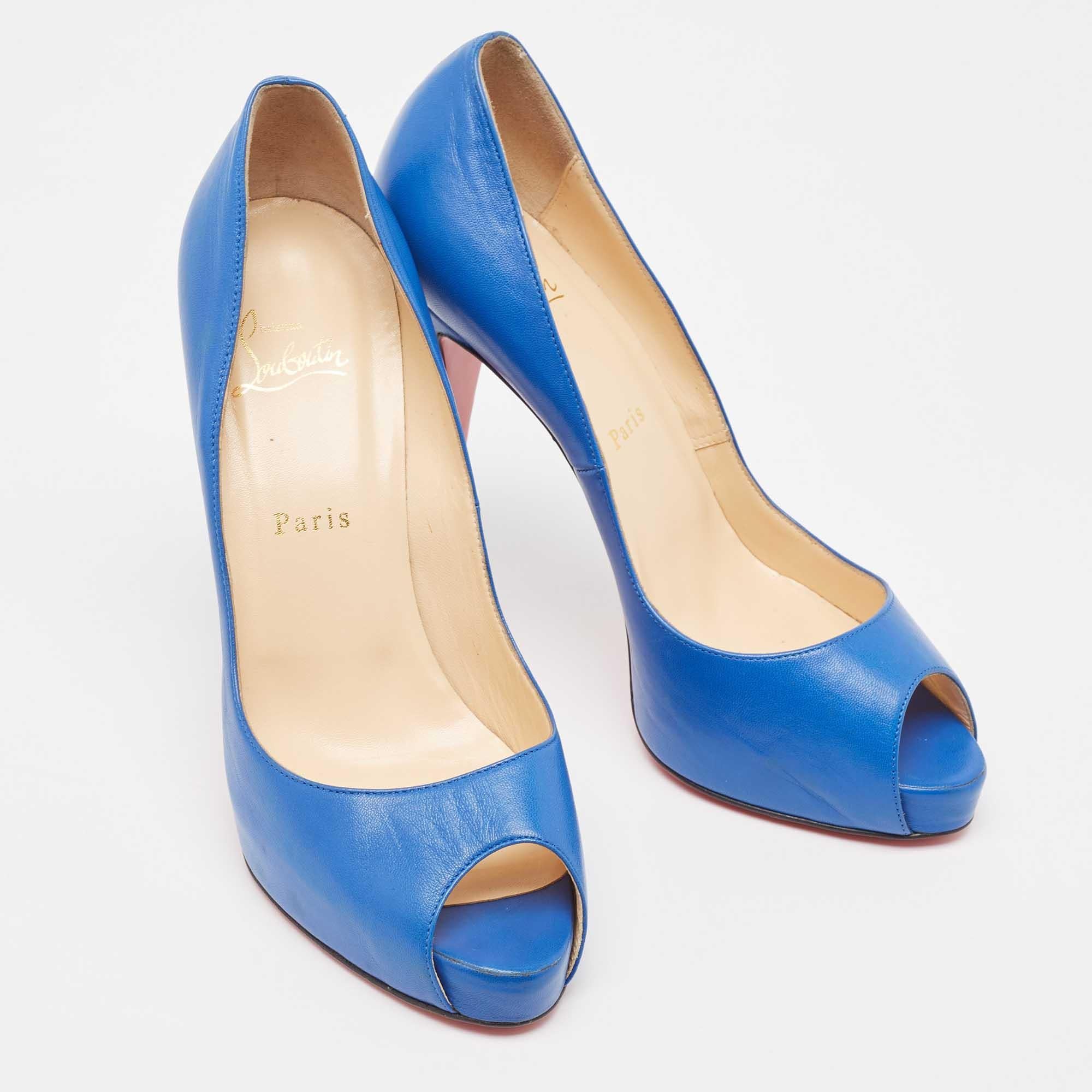 Christian Louboutin Blue Leather Very Prive Pumps Size 40 For Sale 2