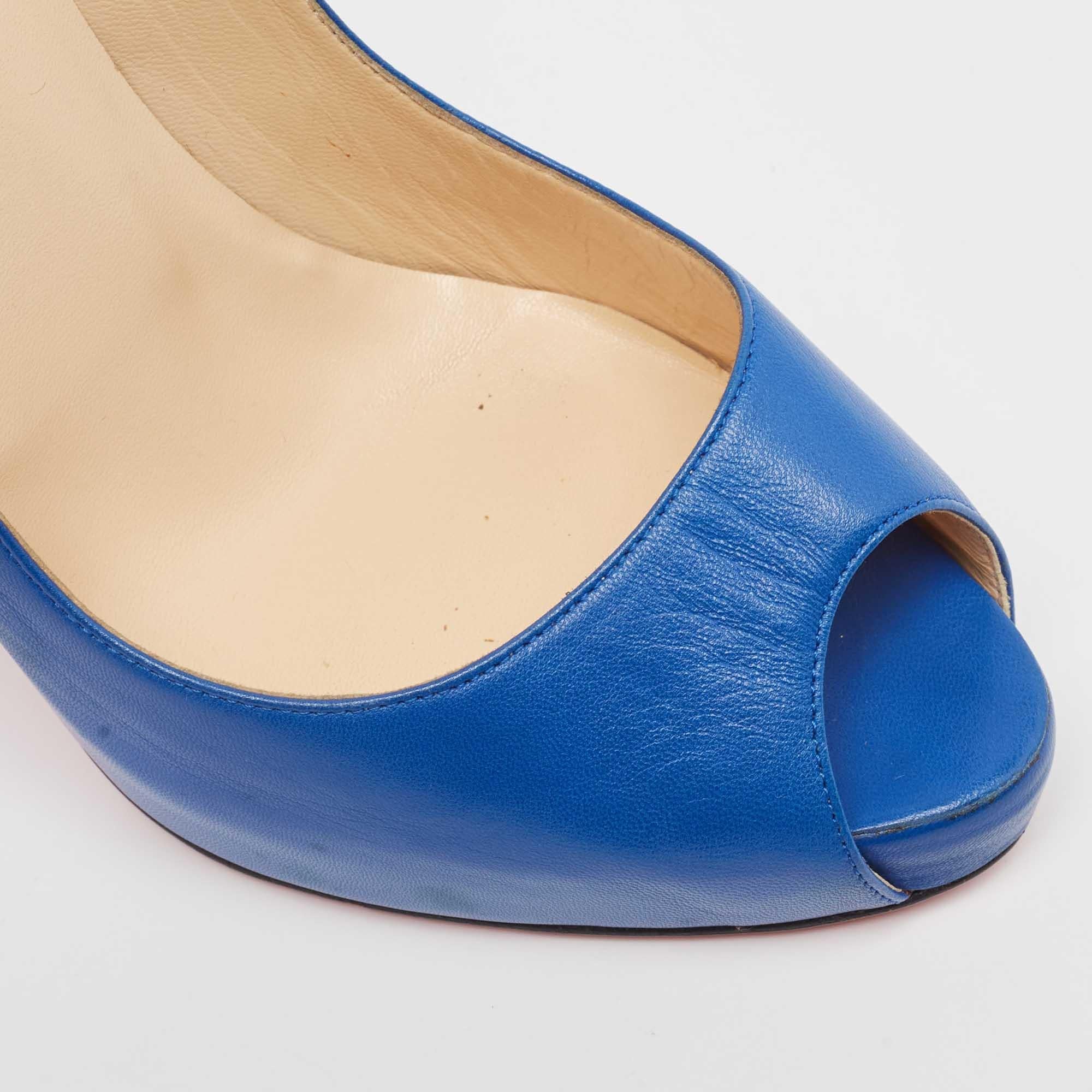 Christian Louboutin Blue Leather Very Prive Pumps Size 40 For Sale 4