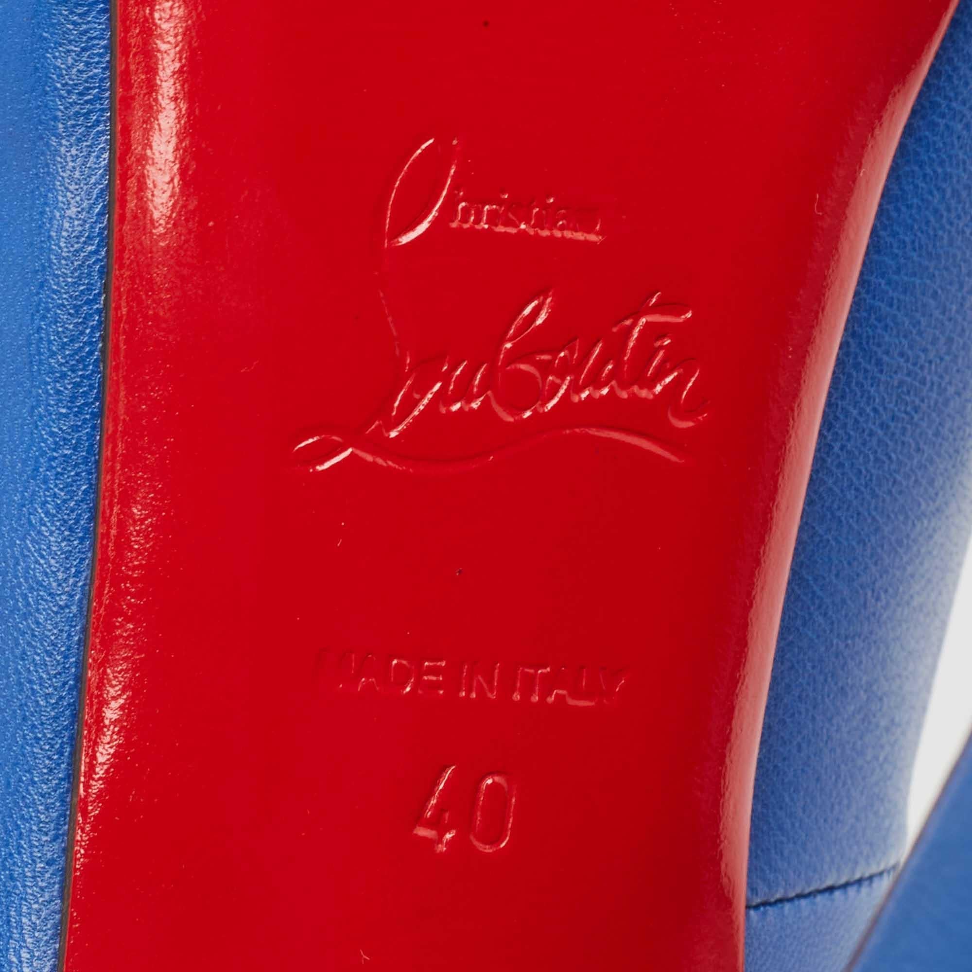 Christian Louboutin Blue Leather Very Prive Pumps Size 40 For Sale 5