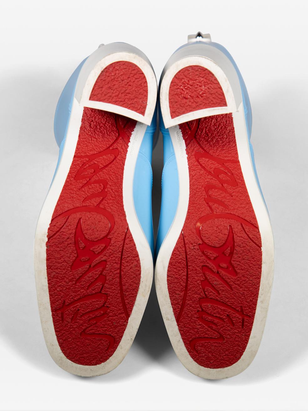 Women's Christian Louboutin Blue Loubirain Boots Size IT 37 For Sale