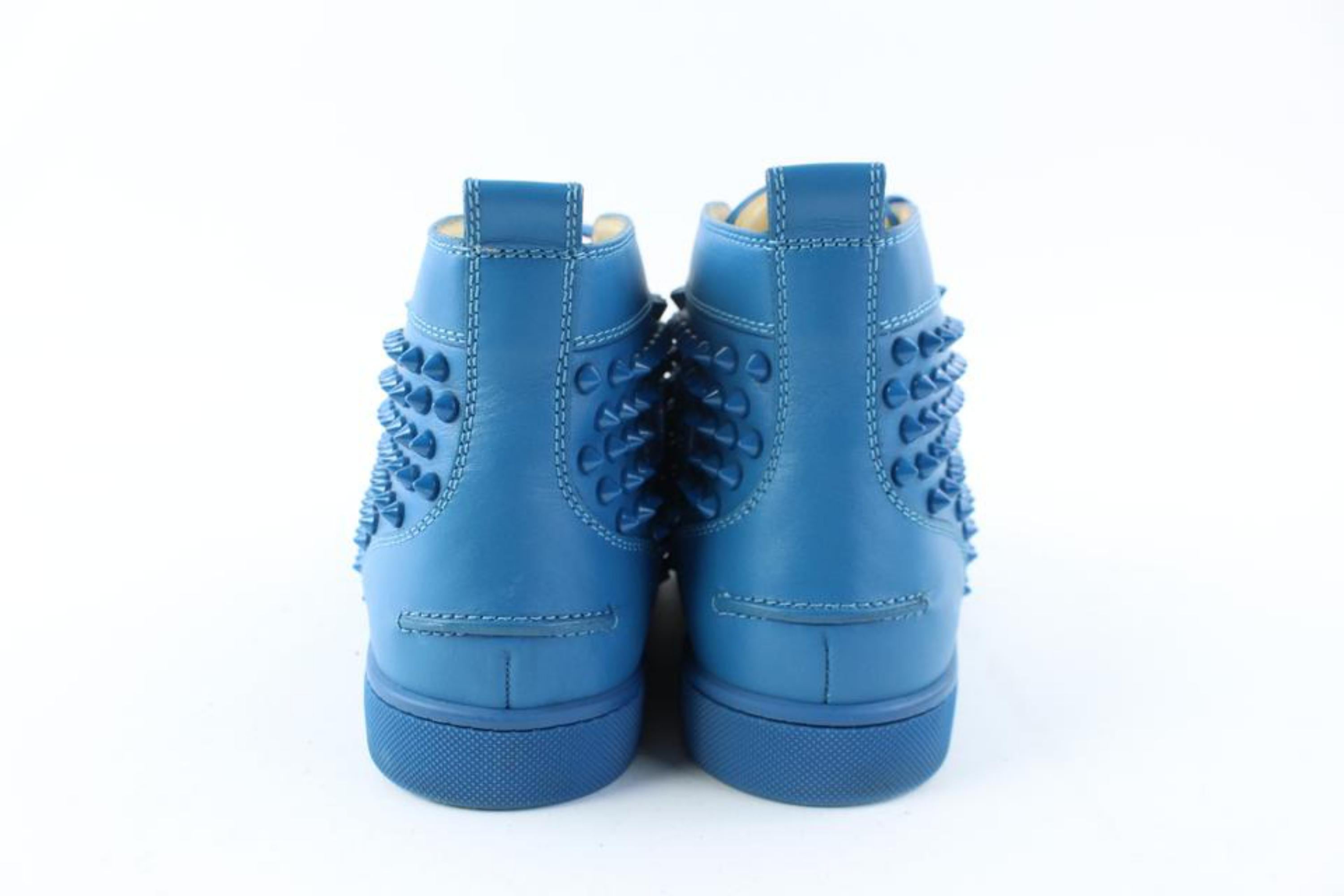 Christian Louboutin Blue Louis Calf Spikes 20clz0802 Flats For Sale 2