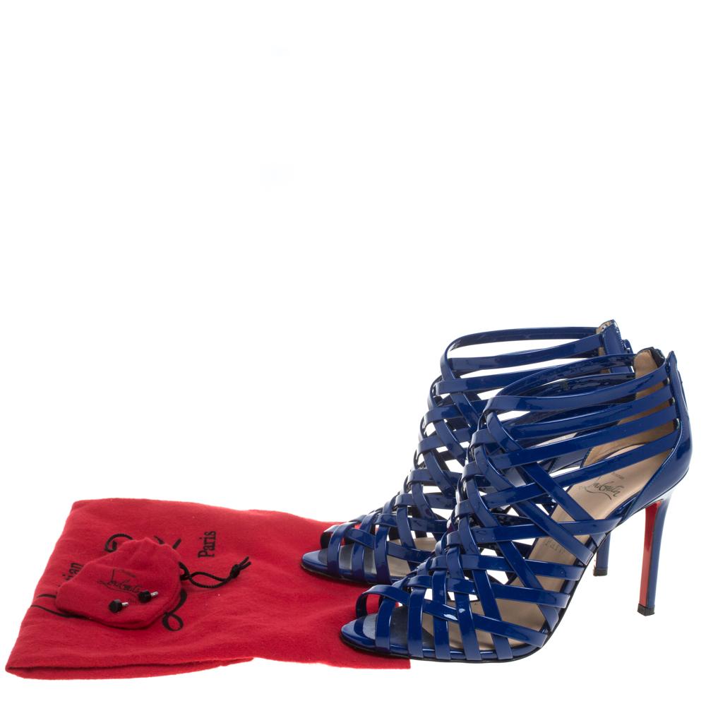 Christian Louboutin Blue Patent Leather Arakna Sandals Size 38.5 3