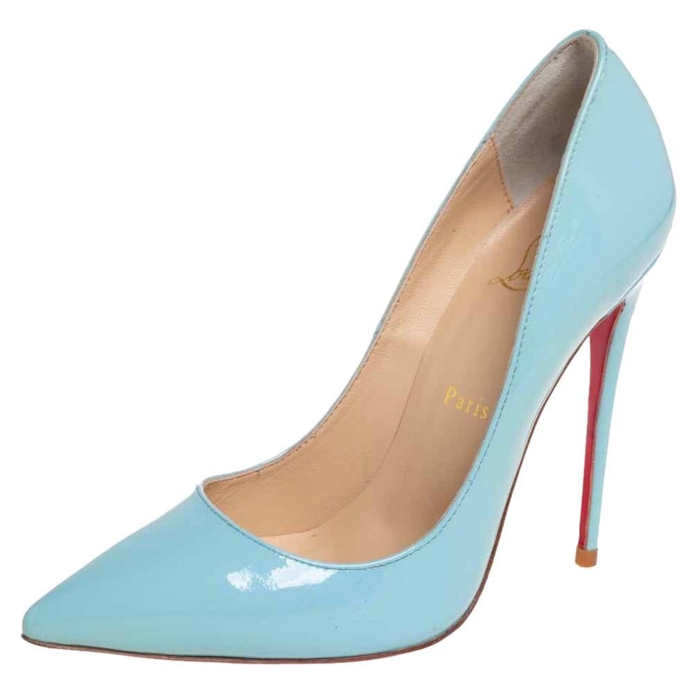 Christian Louboutin Blue Patent Leather Pigalle Pumps Size 37