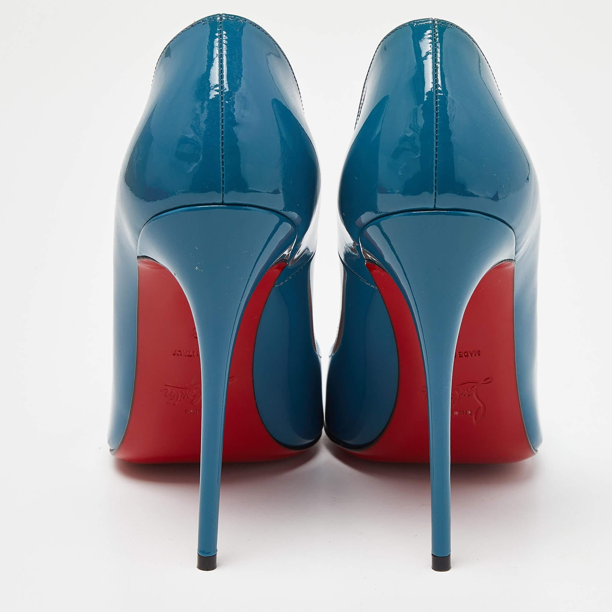 Christian Louboutin Blue Patent So Kate Pumps Size 38 For Sale 2