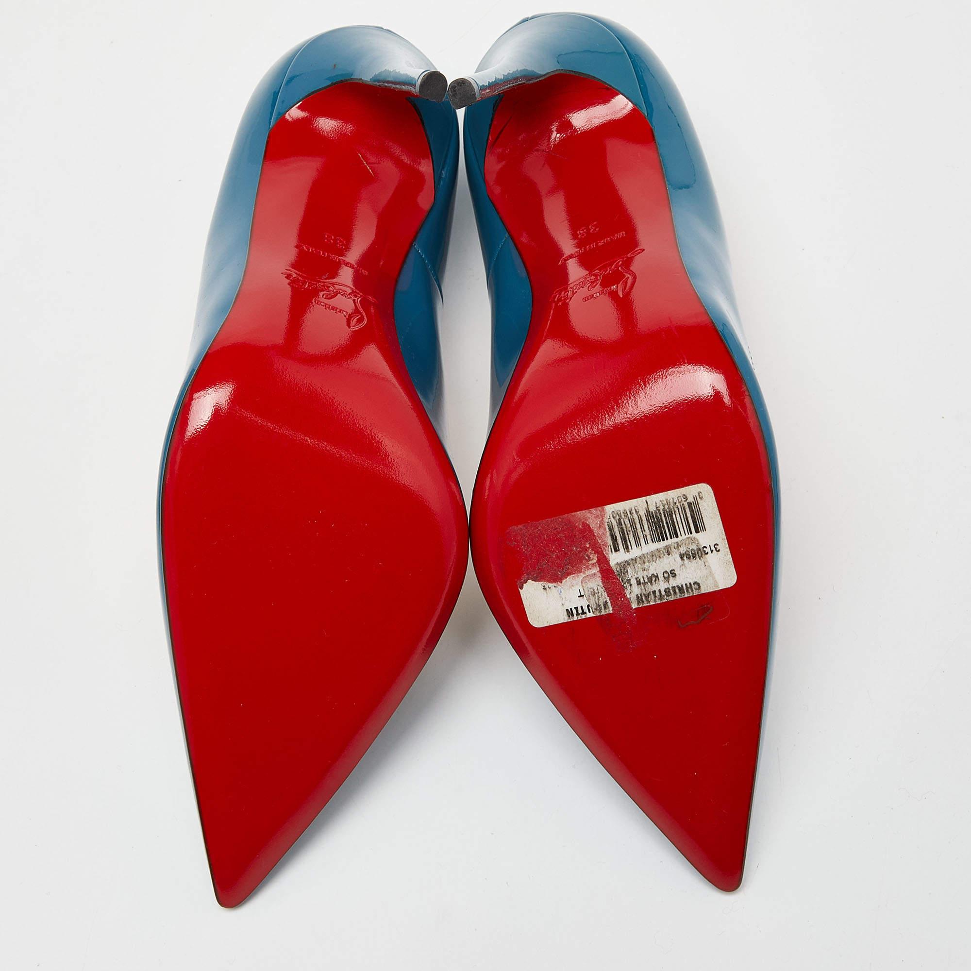 Christian Louboutin Blue Patent So Kate Pumps Size 38 For Sale 3