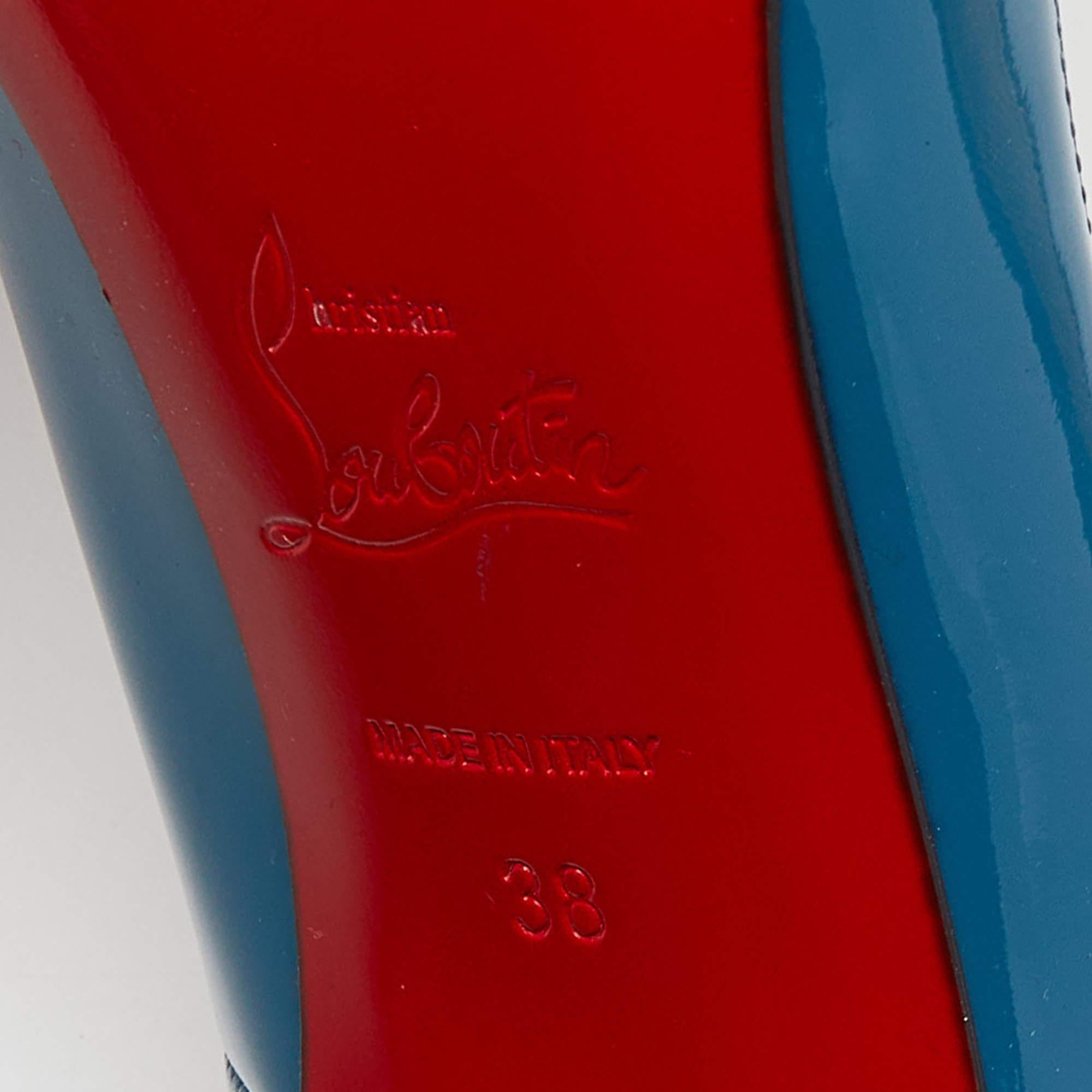 Christian Louboutin Blue Patent So Kate Pumps Size 38 For Sale 4