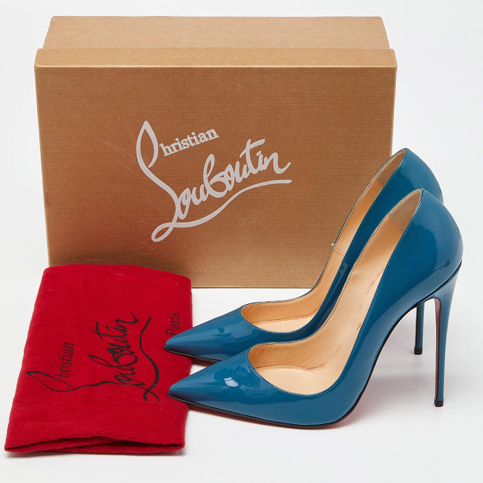 Christian Louboutin Blue Patent So Kate Pumps Size 38 For Sale 5