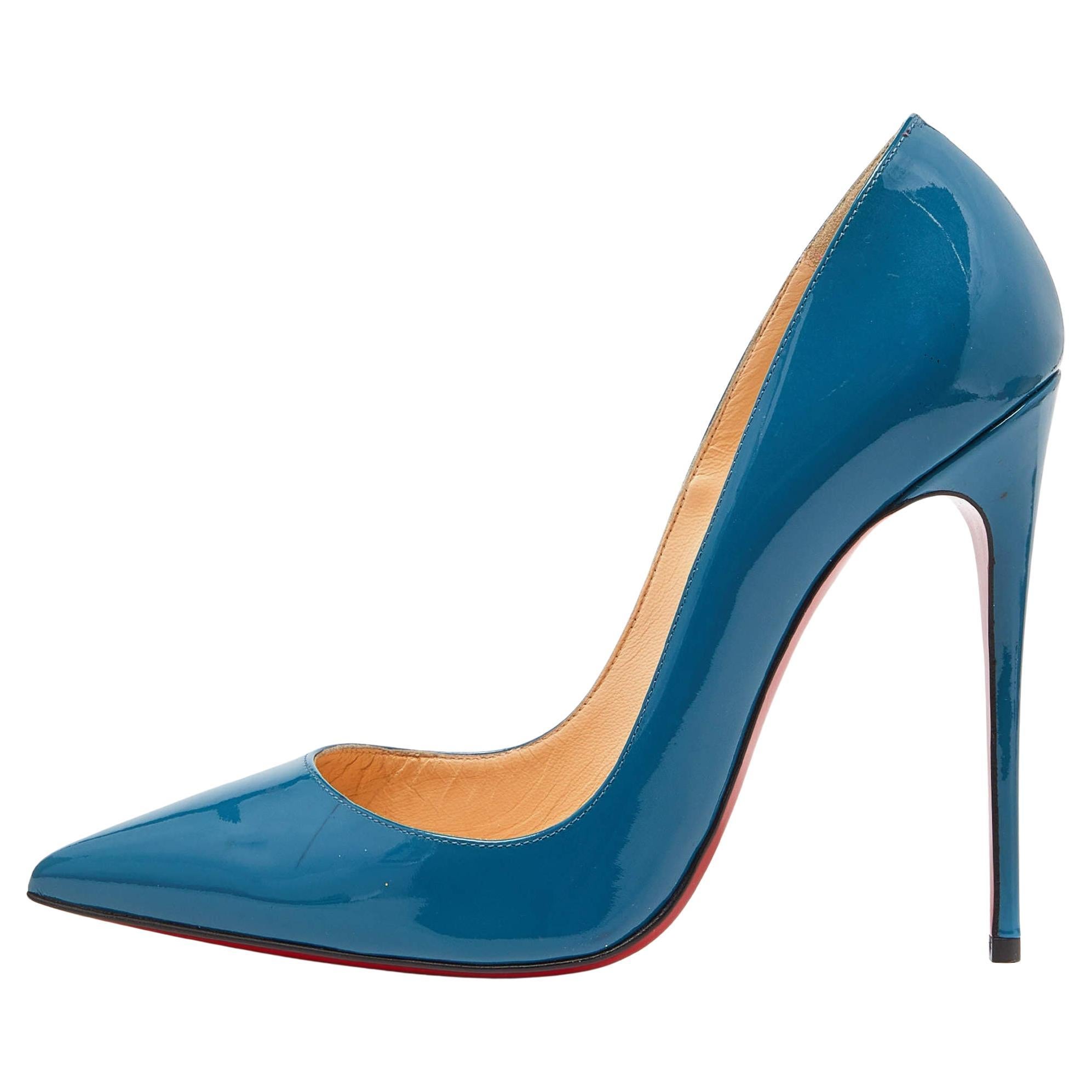 Christian Louboutin Blue Patent So Kate Pumps Size 38 For Sale