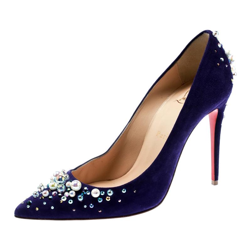 Christian Louboutin Blue Suede Shoes for Women - Up to 38% off