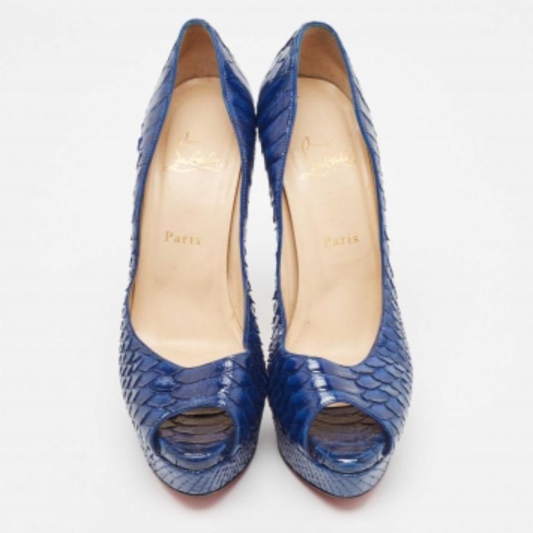 Christian Louboutin Blau Python Lady Peep Pumps Größe 39.5 Damen im Angebot