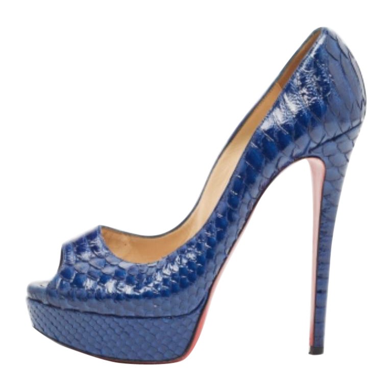 Christian Louboutin Blau Python Lady Peep Pumps Größe 39.5