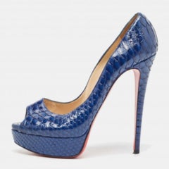 Christian Louboutin Lady Peep Pumps in pitone blu misura 39,5