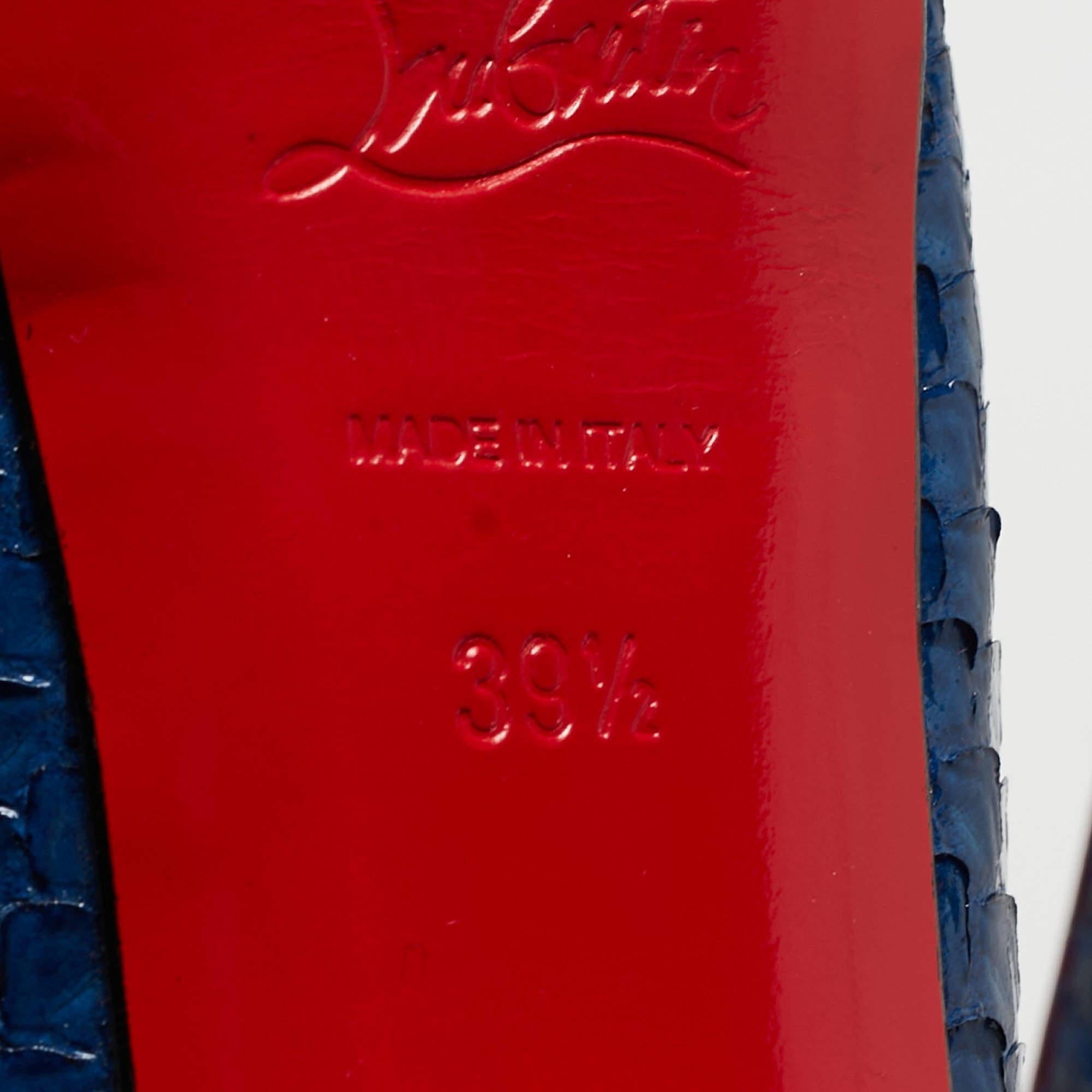 Christian Louboutin Blue Python Lady Peep Toe Pumps Size 39.5 For Sale 3