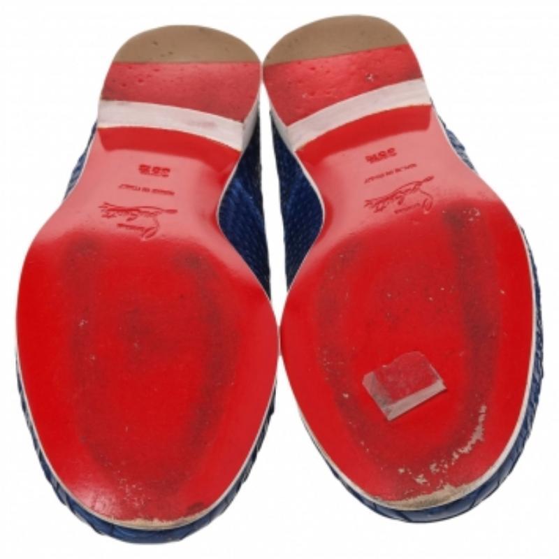 Christian Louboutin Alfred Oxfords aus blauem Pythonleder in Blau, Größe 35.5 Damen im Angebot