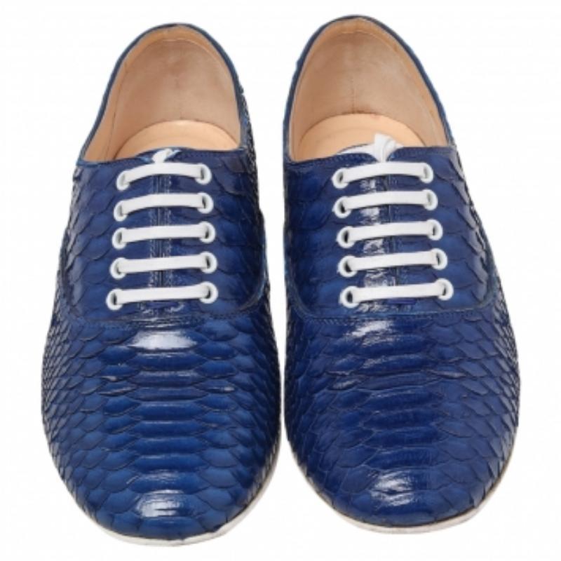 Christian Louboutin Alfred Oxfords aus blauem Pythonleder in Blau, Größe 35.5 im Angebot 3