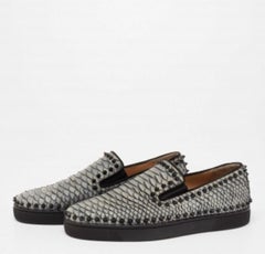 Christian Louboutin Blau Python Pik Boot Spike Slip On Sneakers Größe 40