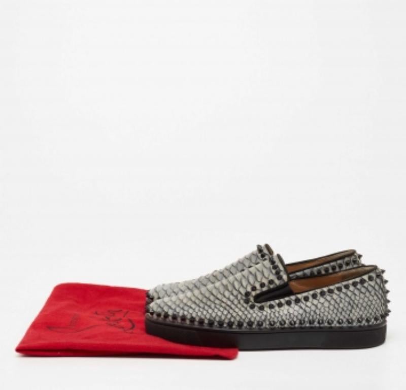 Christian Louboutin Blue Python Pik Boat Spike Slip On Sneakers Size 40 For Sale 4