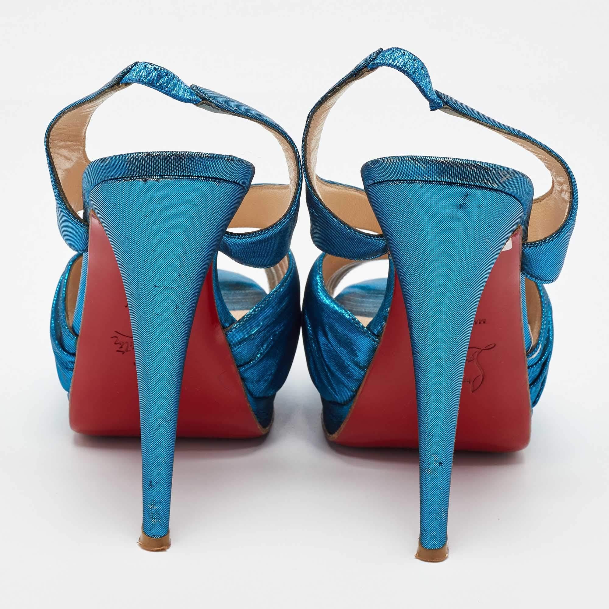De las mujeres Christian Louboutin Sandalias de plataforma Pour Monsieur de satén azul tamaño 36 en venta